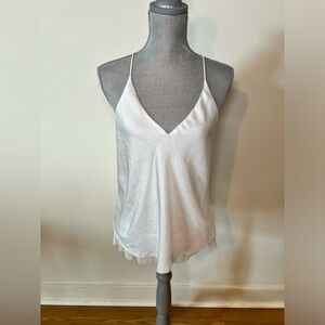Intimately Free People Ivory Racerback Tulle Hem Tank Top Cami Size Medium